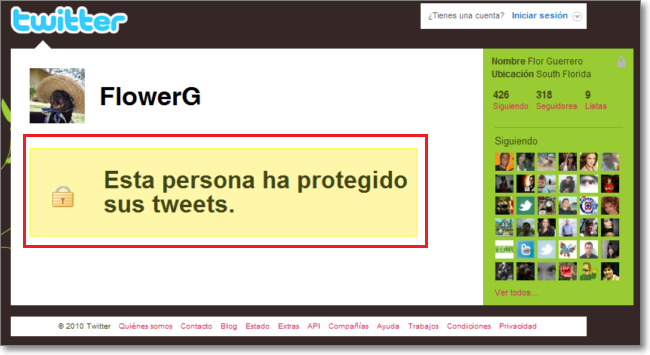 Twitter protegido