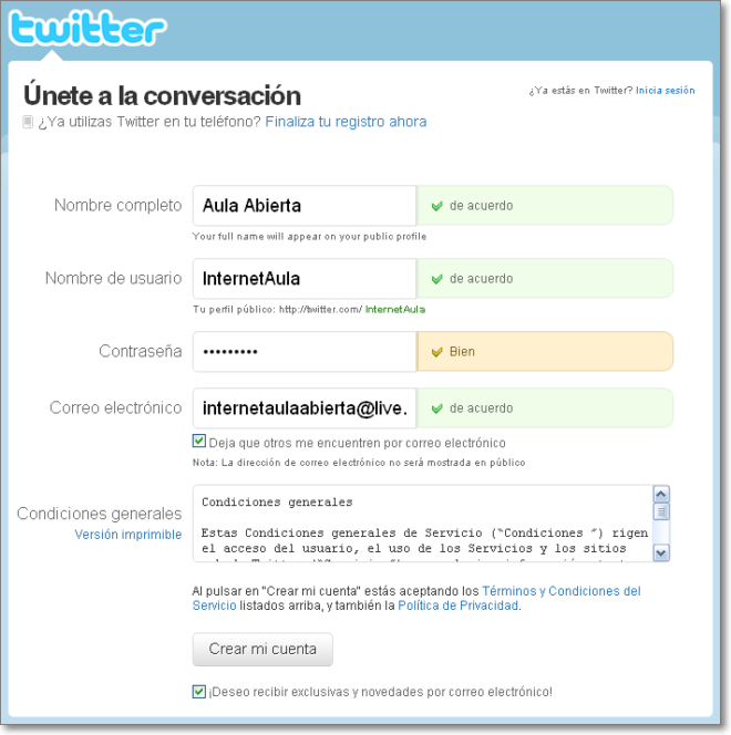 Twitter registro