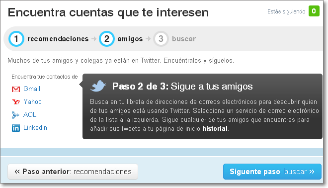 Twitter buscar amigos