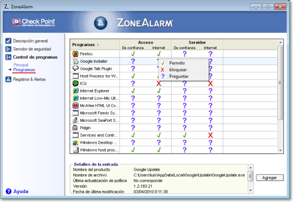 Control de Programas